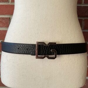 Dolce & Gabbana Black Leather Silver Metal Logo Buckle Belt size 85 cm/34 in